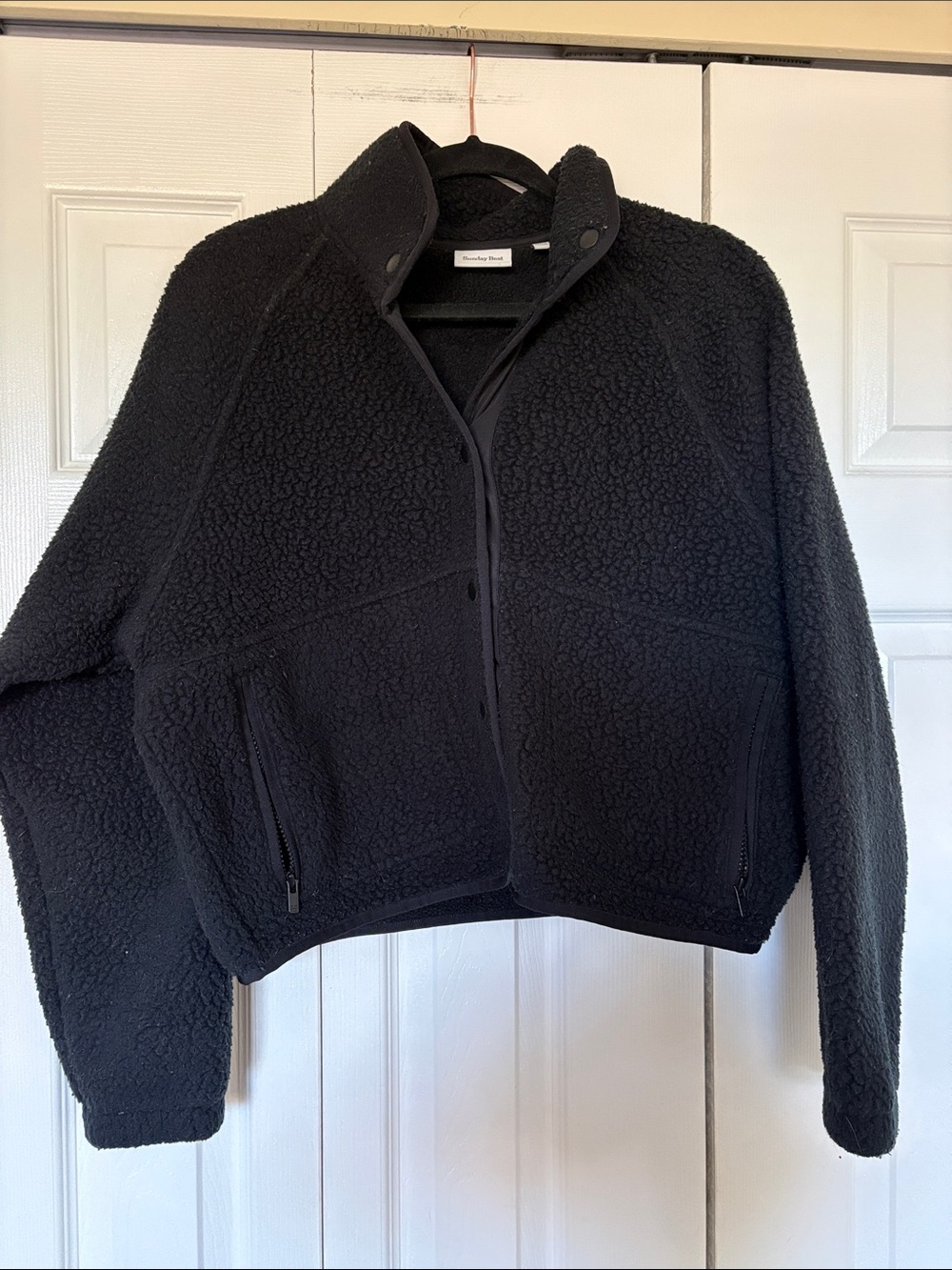 Aritzia Sunday Best Icecap Teddy Polar Fleece Snap Front Jacket Charcoal S